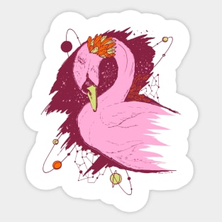 Orange and Pink Swan Among The Stars Sticker